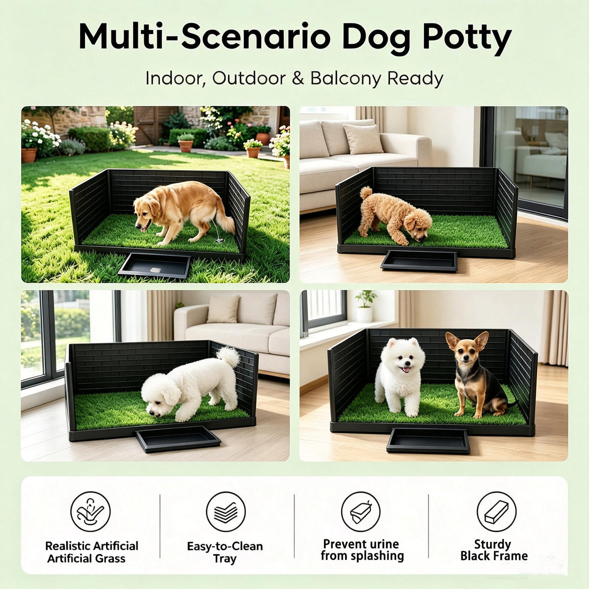 30"×20" Artificial Grass Dog Potty Tray M8544