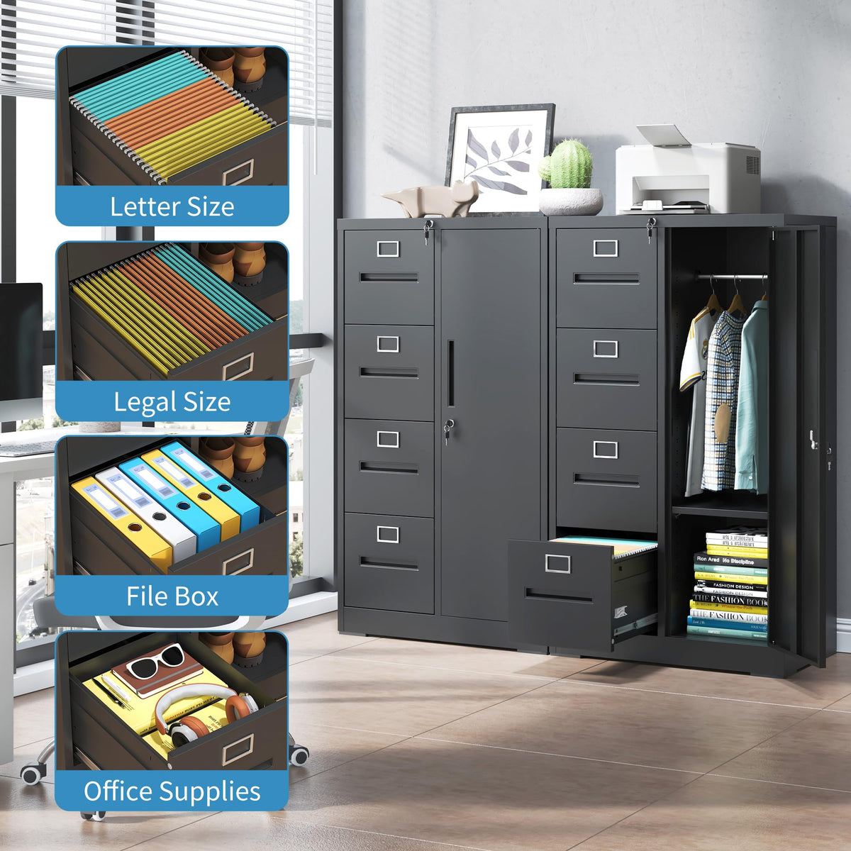 4 Drawer Metal File Cabinet with Lock T7252