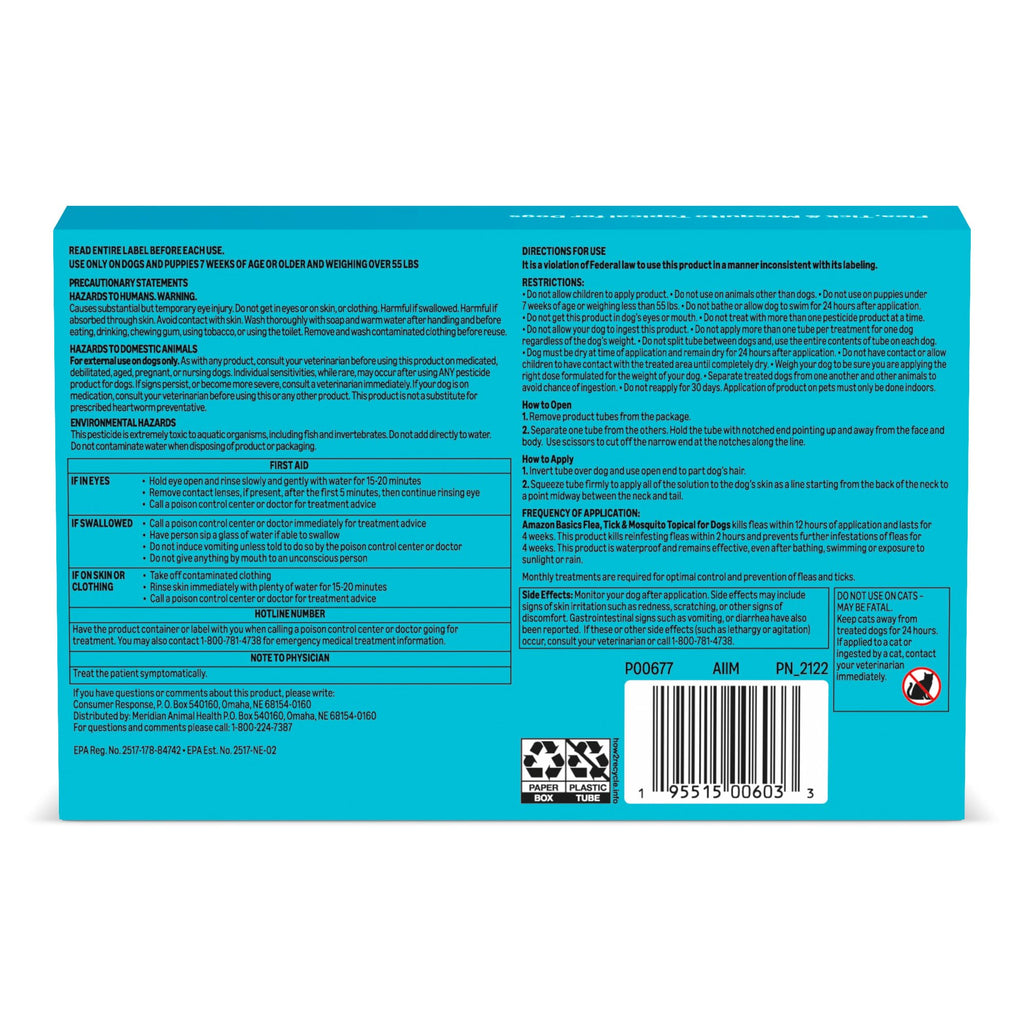 Flea, Tick & Mosquito Topical Treatment for X-Large Dogs, 6 Count P72990