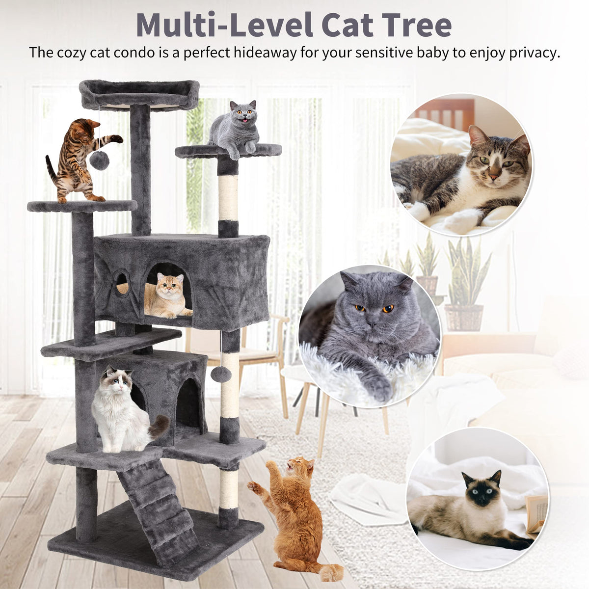 70 Inches Navy Blue Cat Tree L35364