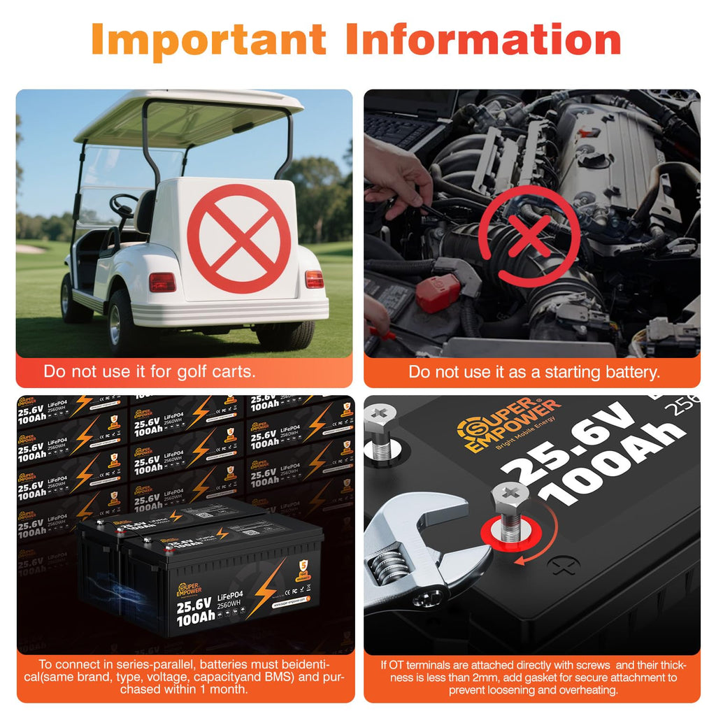 24V 100Ah LiFePO4 Deep Cycle Lithium Battery K322