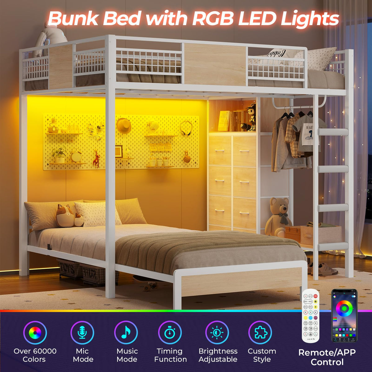 Full Over Twin Bunk Bed with 8 Storage Drawers Y2909
