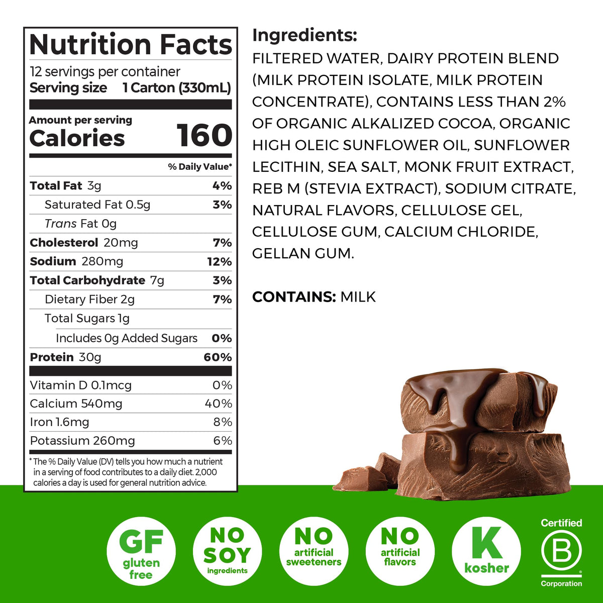 30g High Protein Shake Chocolate Fudge & Vanilla Bean 11 Fl Oz 2 Pack of 12 J38092