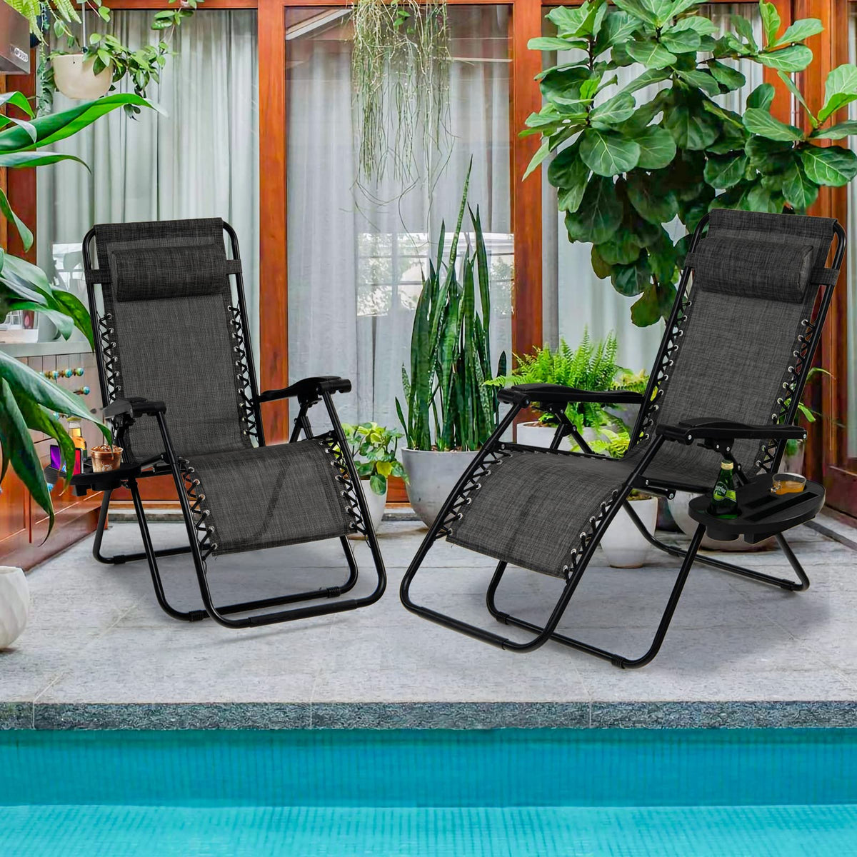 Zero Gravity Lounge Chairs Set of 2 Gray K334130