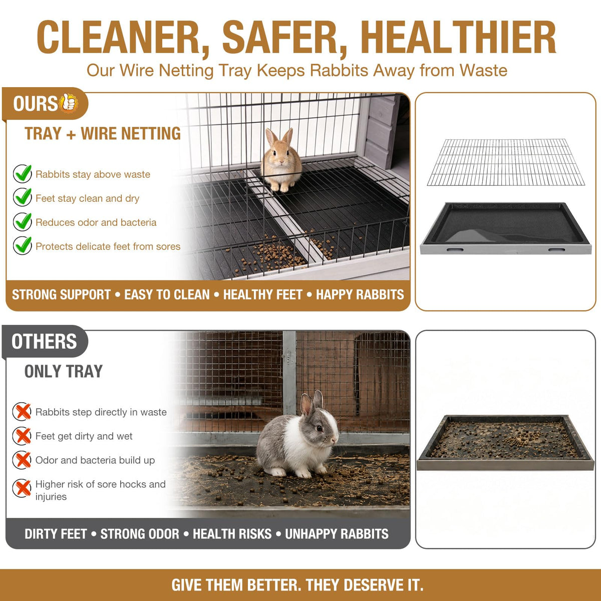 Wood Rabbit Hutch with Wire Mesh W6940