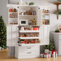 71" Off-White Kitchen Pantry Cabinet with 3 Pull-Out Shelf & 2 Drawer R203261