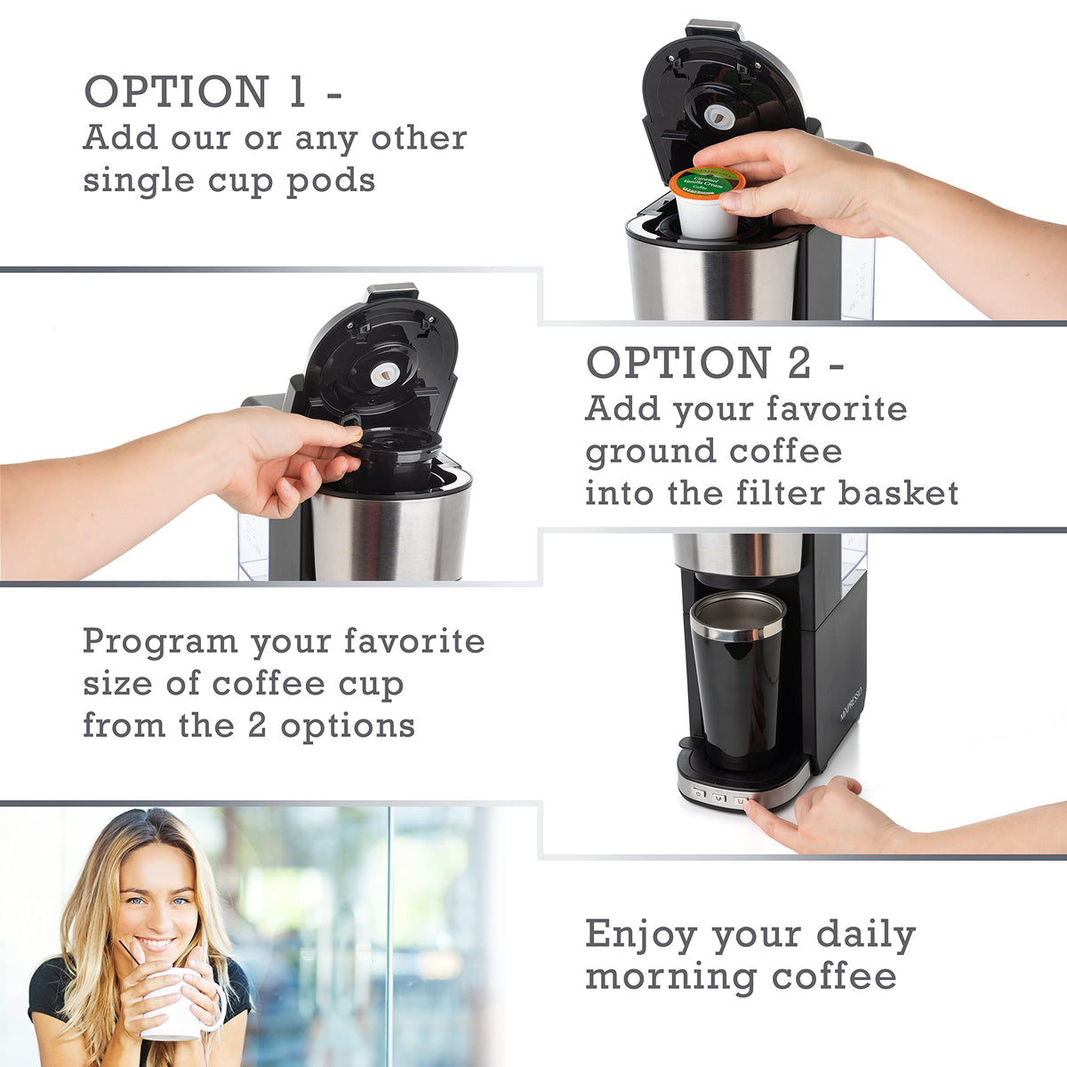 Single Serve Coffee Maker with 14oz Travel Mug B5304