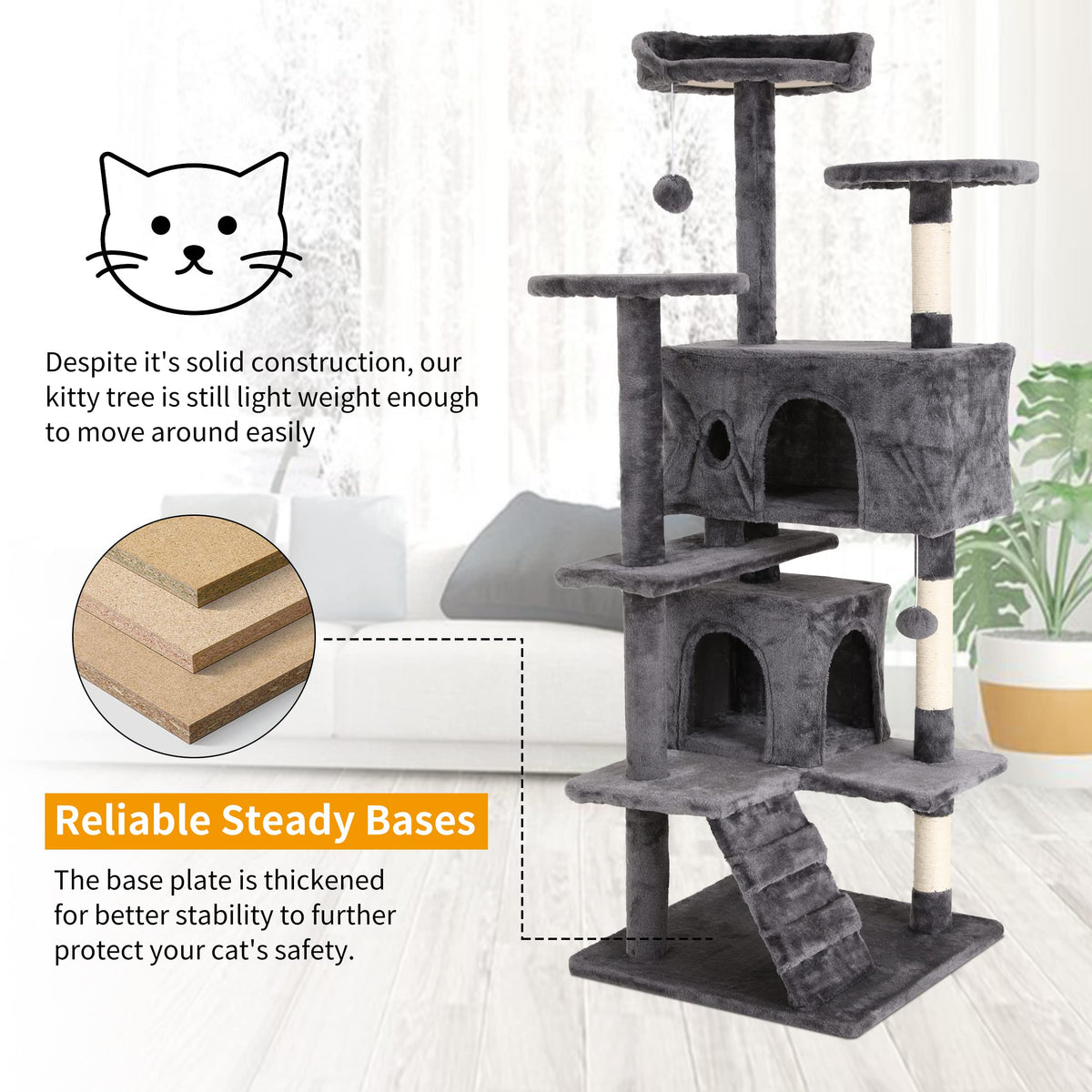 70 Inches Navy Blue Cat Tree L35364