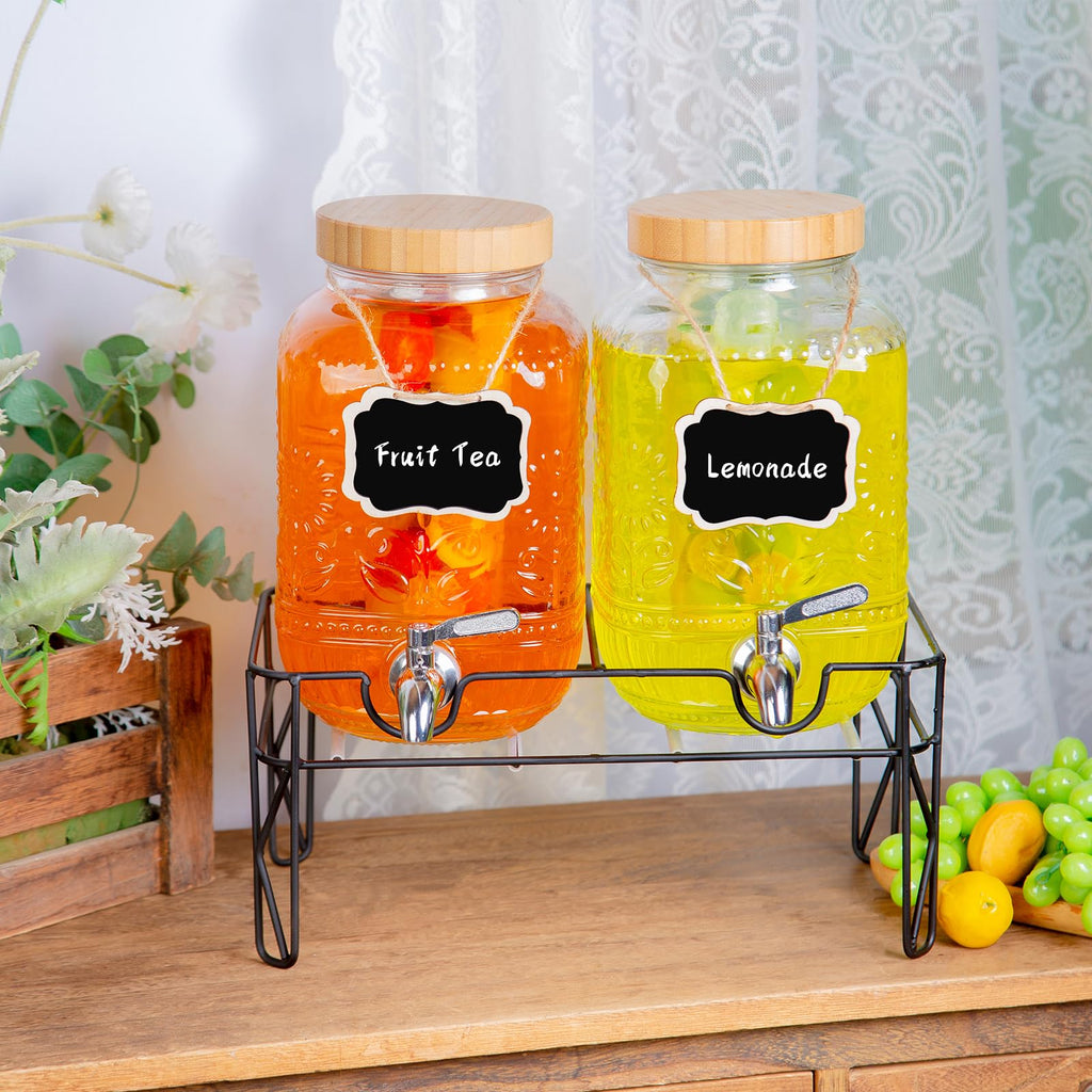 2-Pack 1 Gallon Glass Drink Dispensers with Spigot A989