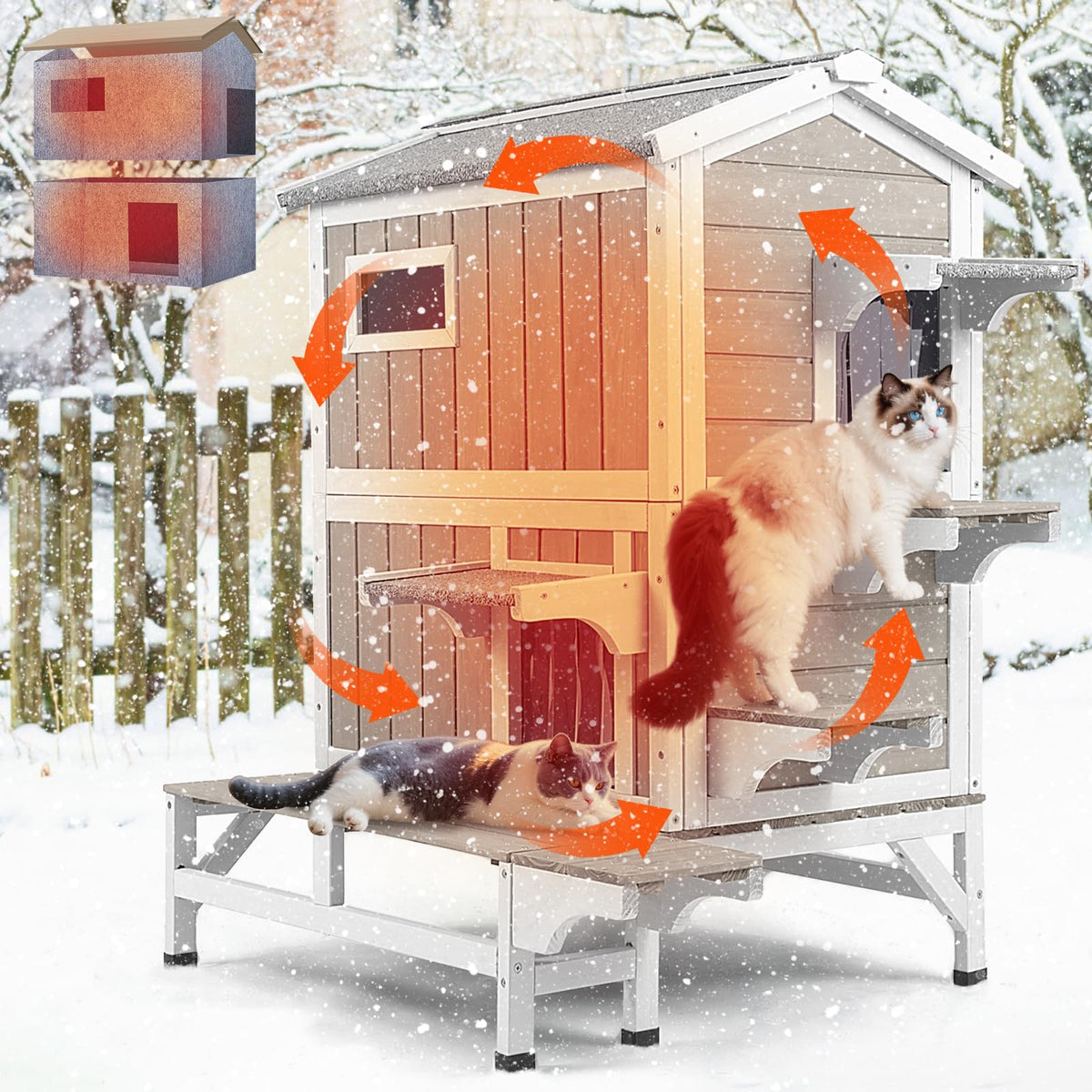Insulated Outdoor Multi-Level Cat House G99804