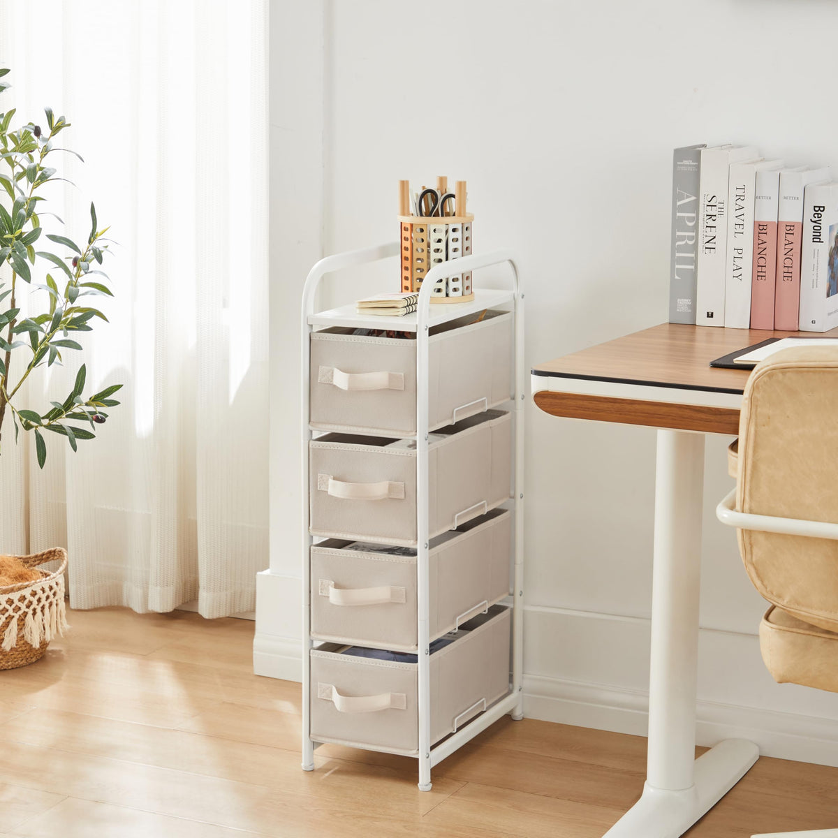 4 Drawer Narrow Fabric Dresser V681