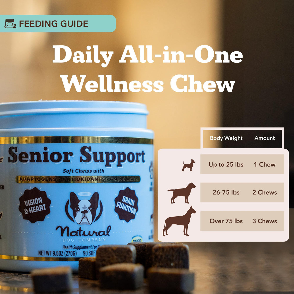 Senior Dog Supplements Vitamins Chew 90 cnt N8333