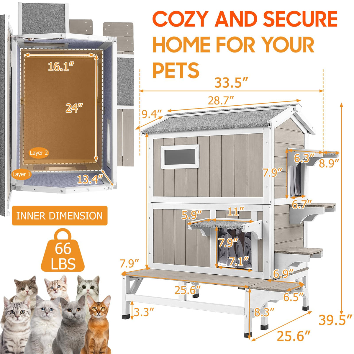 Insulated Outdoor Multi-Level Cat House G99804