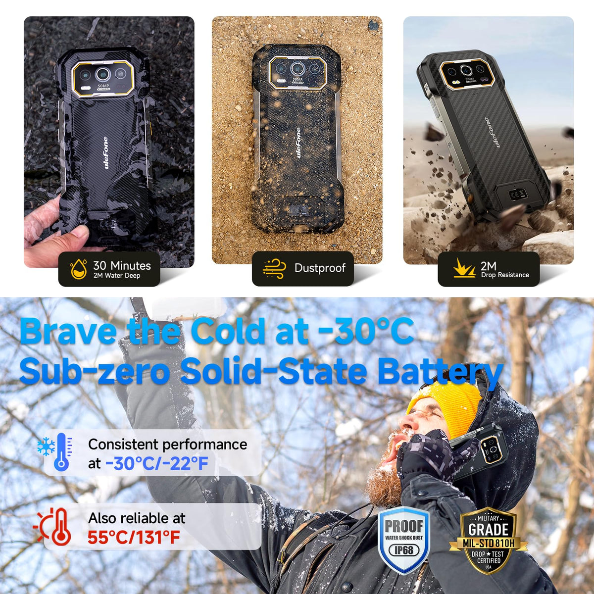 Rugged Smartphone Unlocked 64MP Night Vision 50MP Ultra-Wide Camera H6505
