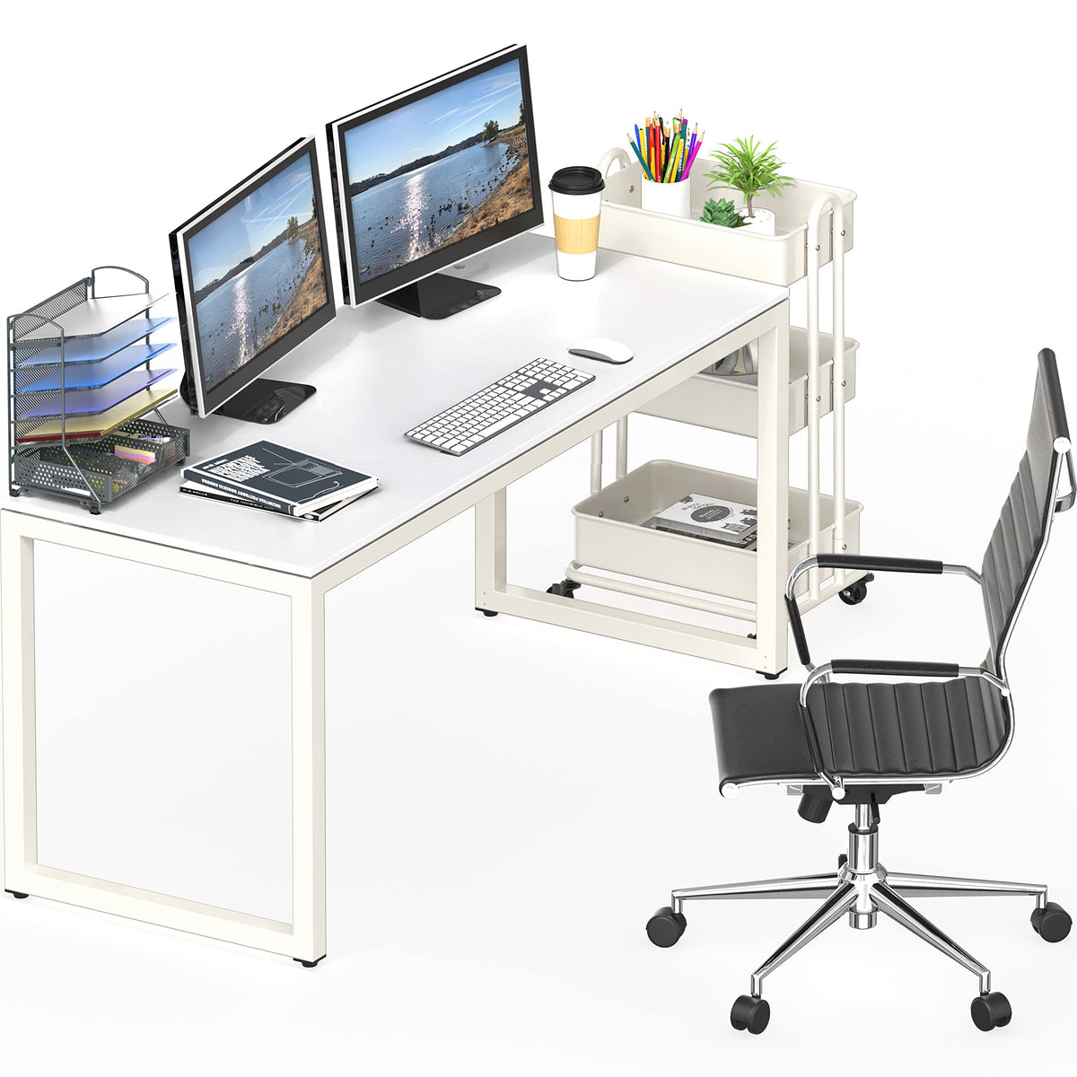 55-Inch White Office Computer Desk B581065