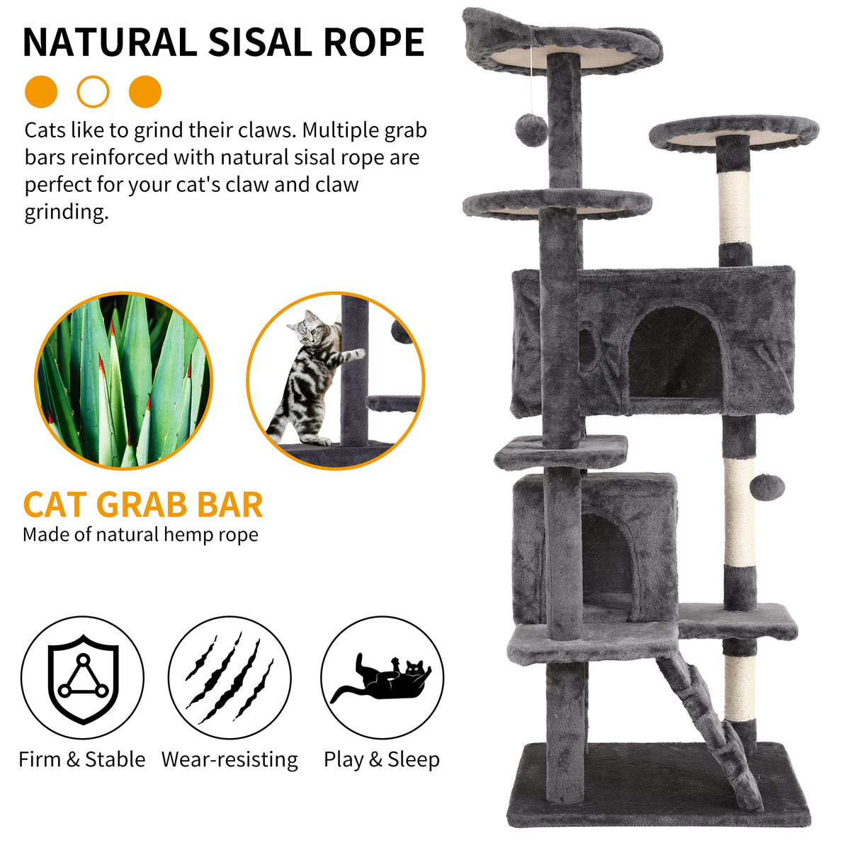 70 Inches Navy Blue Cat Tree L35364