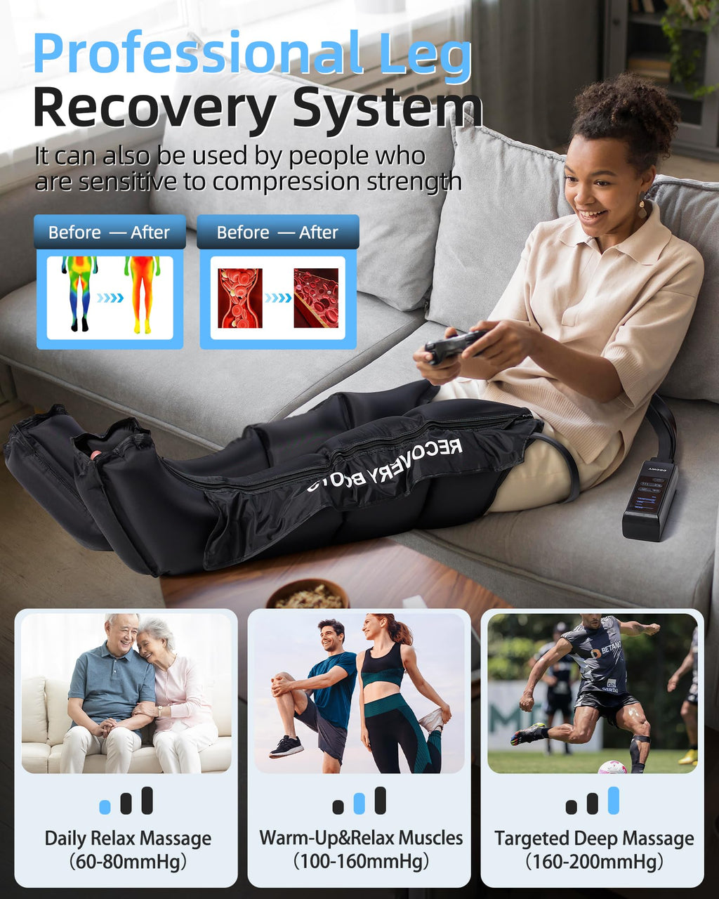 Air Leg Massager with Compression Boots Q45286