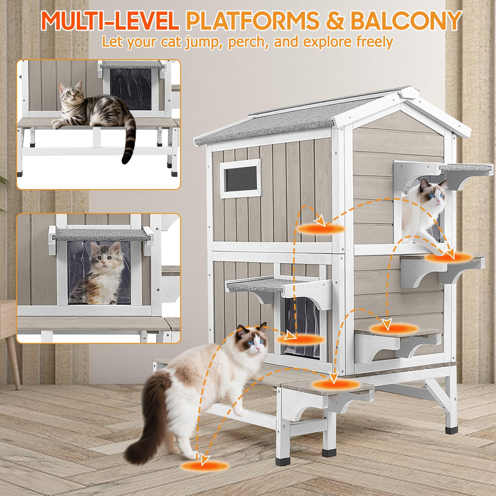 Insulated Outdoor Multi-Level Cat House G99804