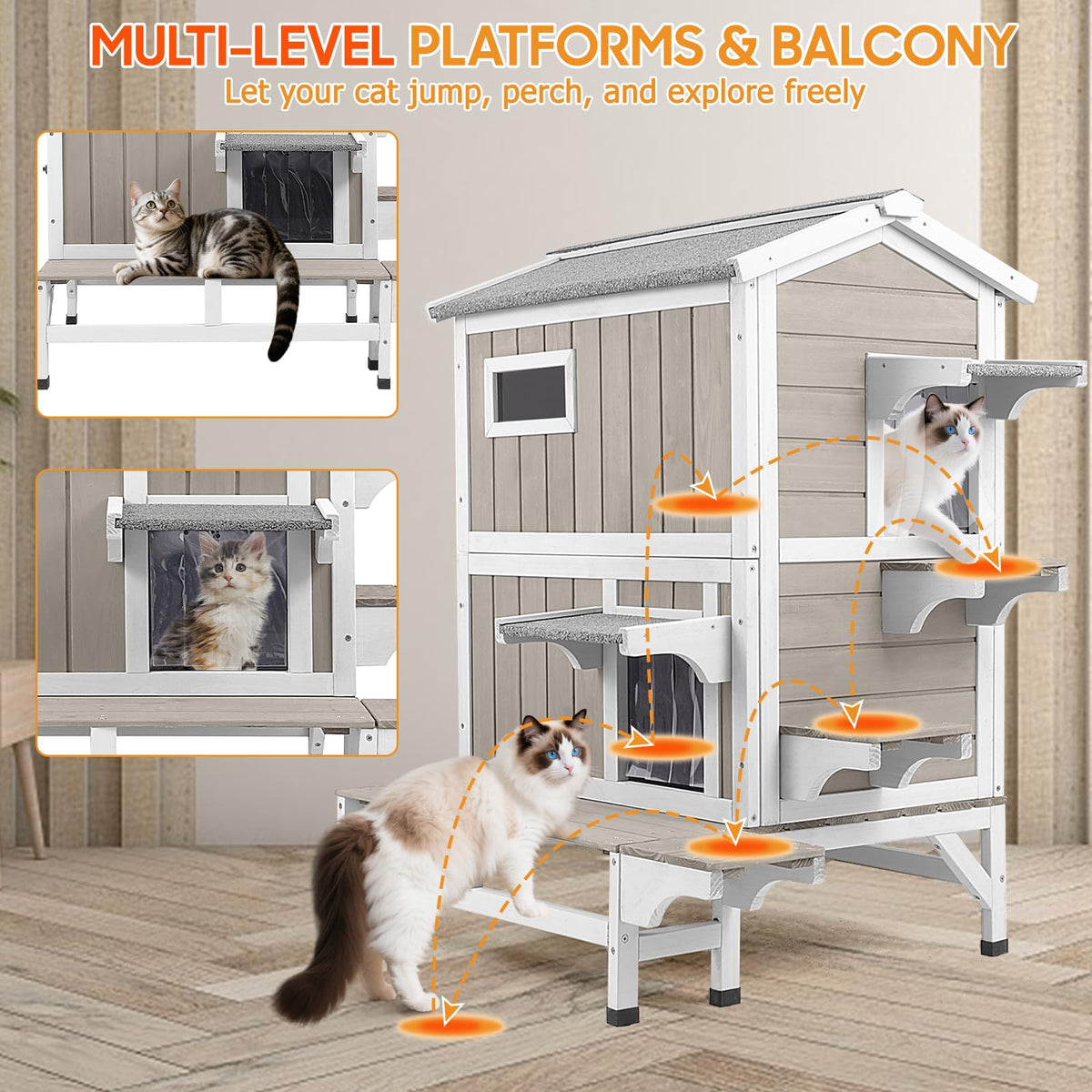 Insulated Outdoor Multi-Level Cat House G99804