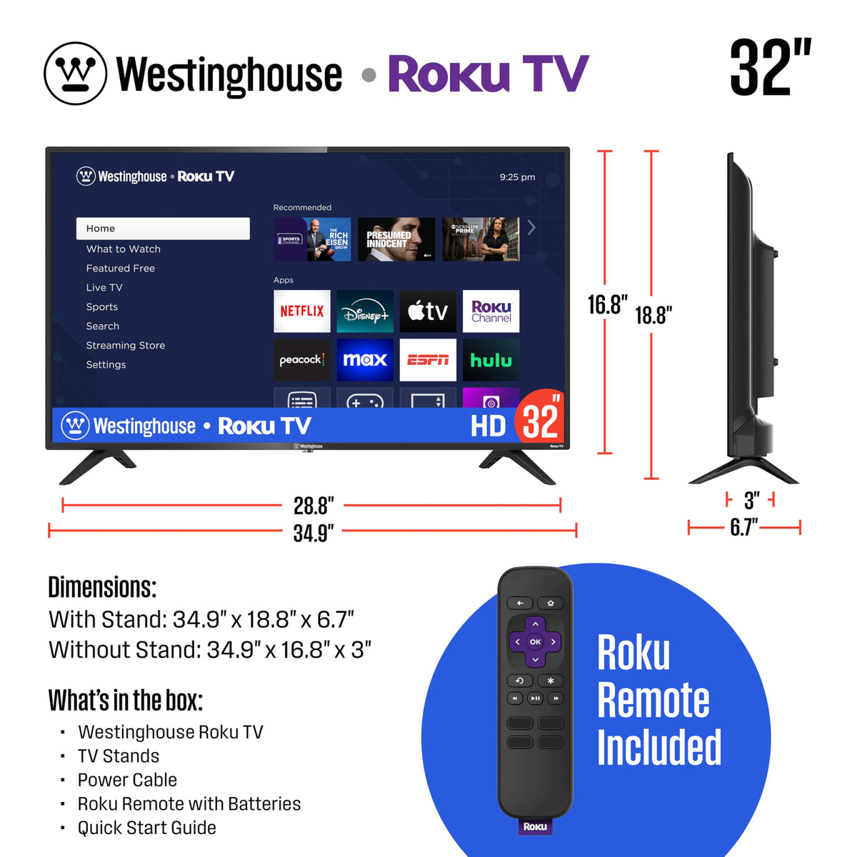 32 Inch HD Smart TV with Wi-Fi and Bluetooth Y60052