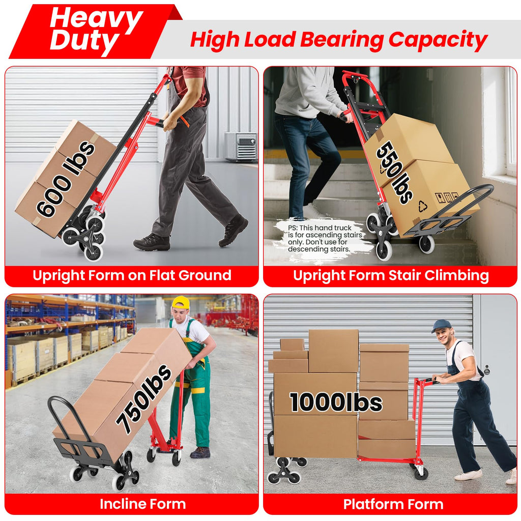 Heavy Duty 1000LBS 3 in 1 Convertible Folding Hand Truck Dolly Cart with Solid Wheels X934