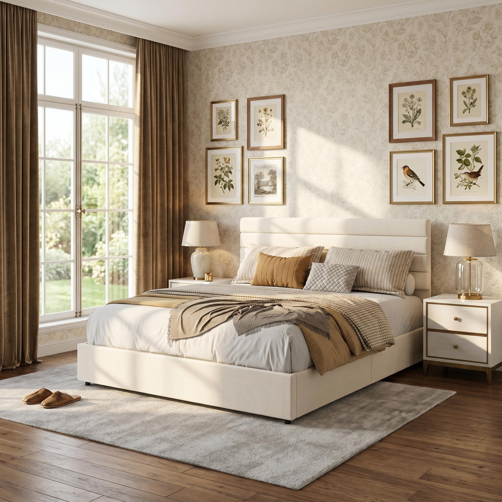 Queen Size Velvet Upholstered Storage Bed with 4 Drawers U859545
