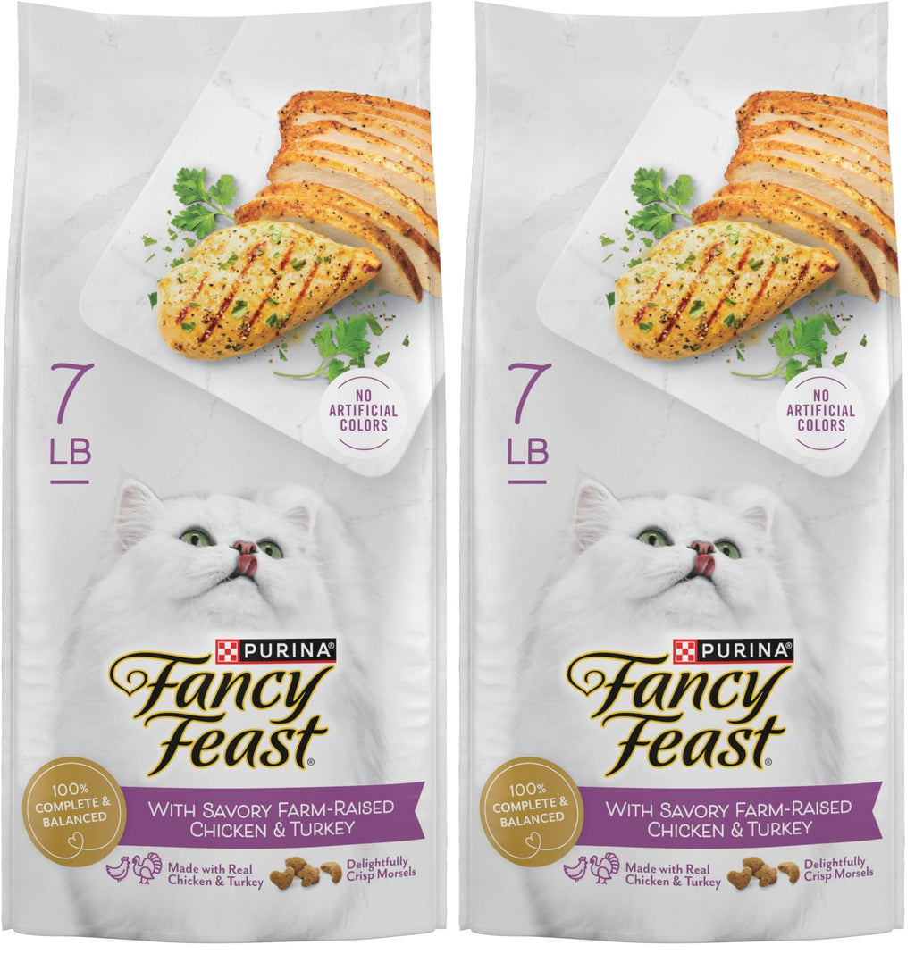 Dry Cat Food with Chicken and Turkey 7 lb Bag Pack of 2 N773094