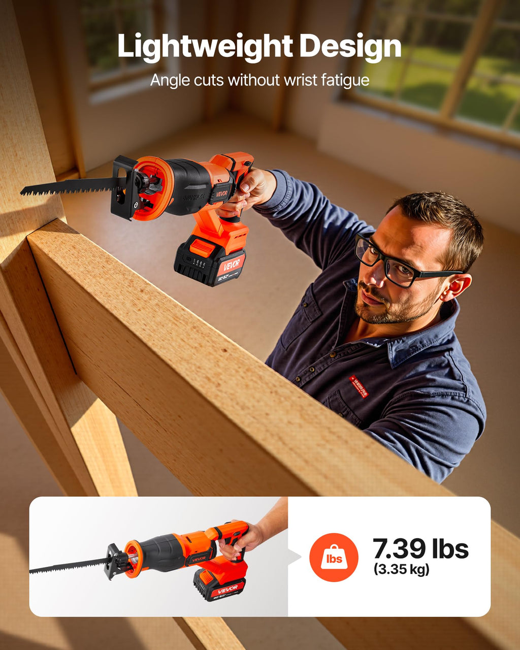 20V Cordless Reciprocating Saw with Battery, 8 Blades, and Carrying Bag S474270