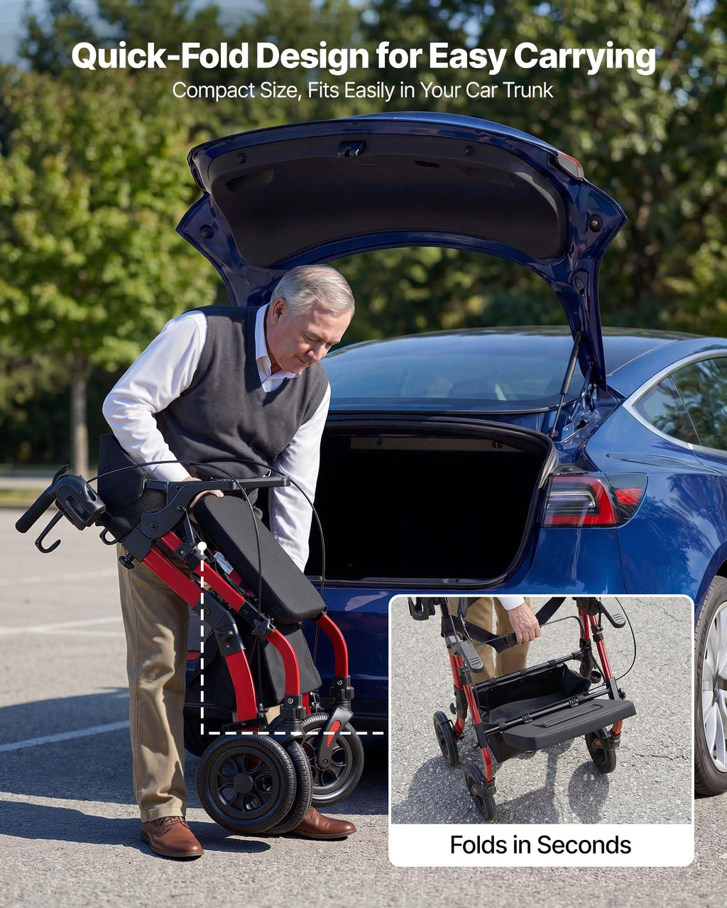 2-in-1 Foldable Aluminum Rollator Walker & Transport Chair Z845