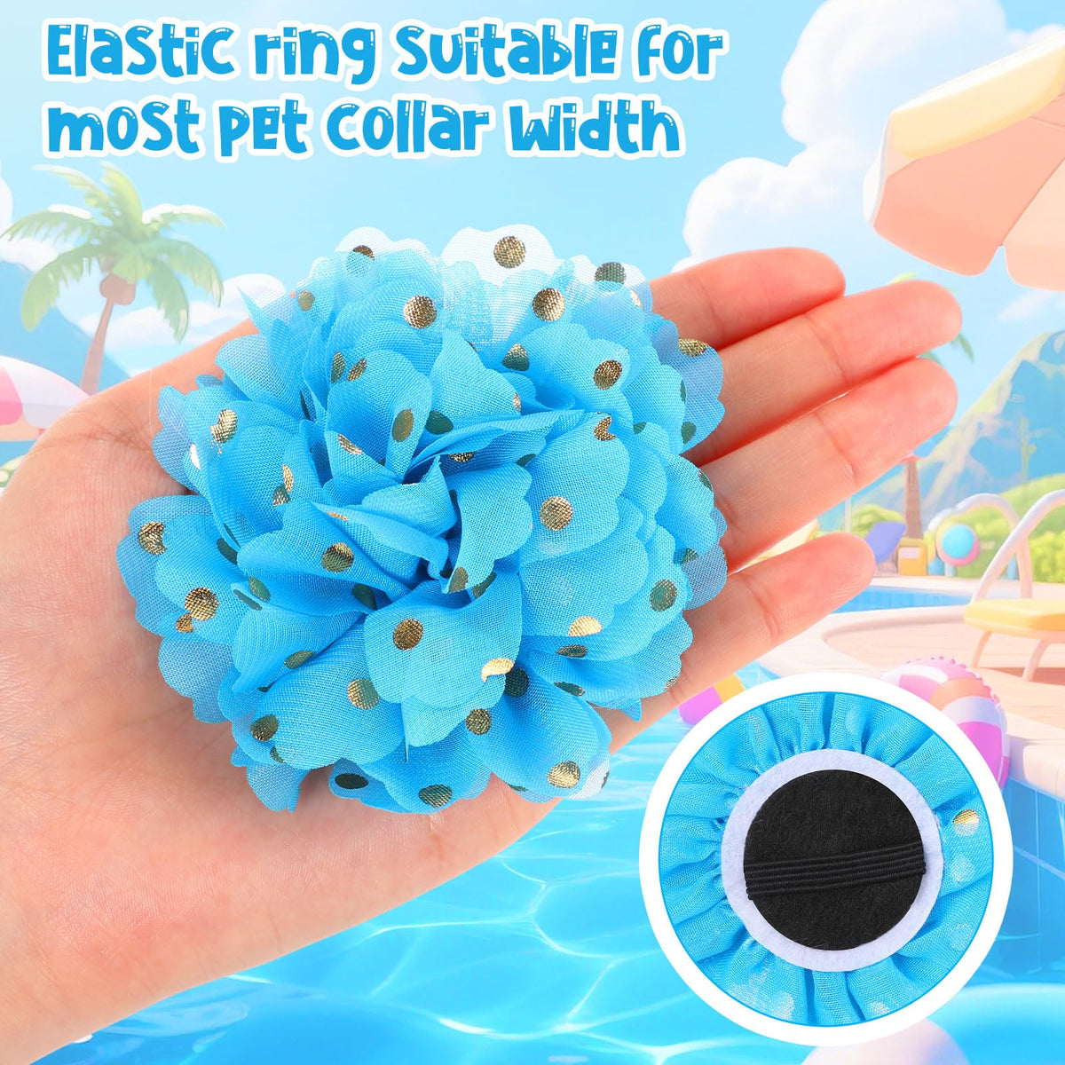 100 Pcs Multicolor Dog Collar Bows Set with Elastic Rubber Band U421755