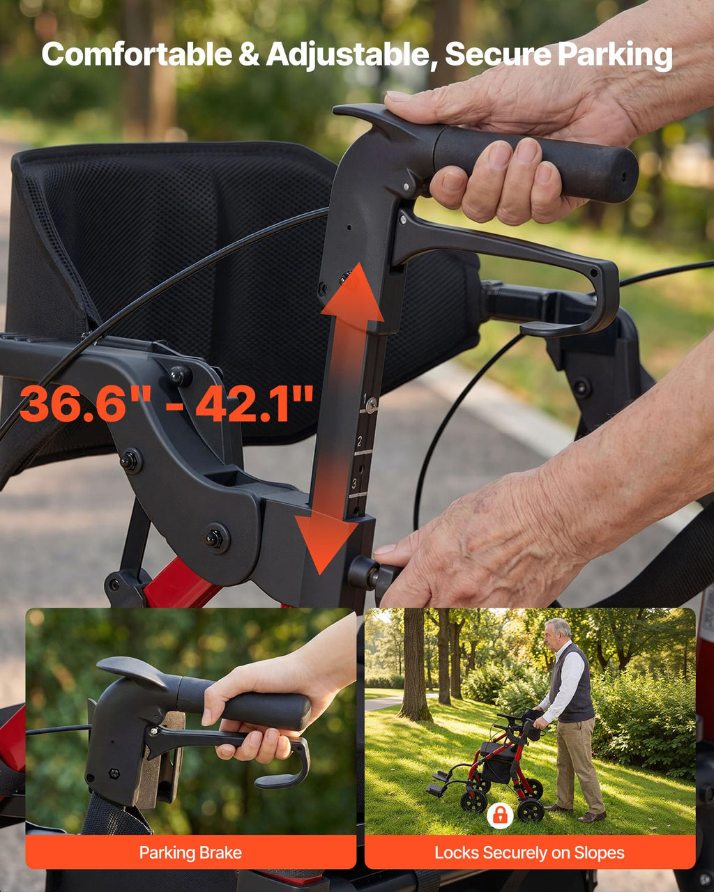 2-in-1 Foldable Aluminum Rollator Walker & Transport Chair Z845