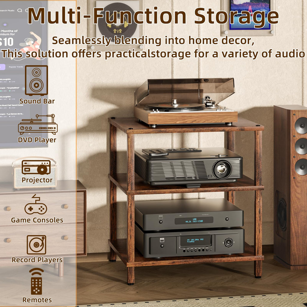 Brown 3-Tier Wooden Media Stand D77985