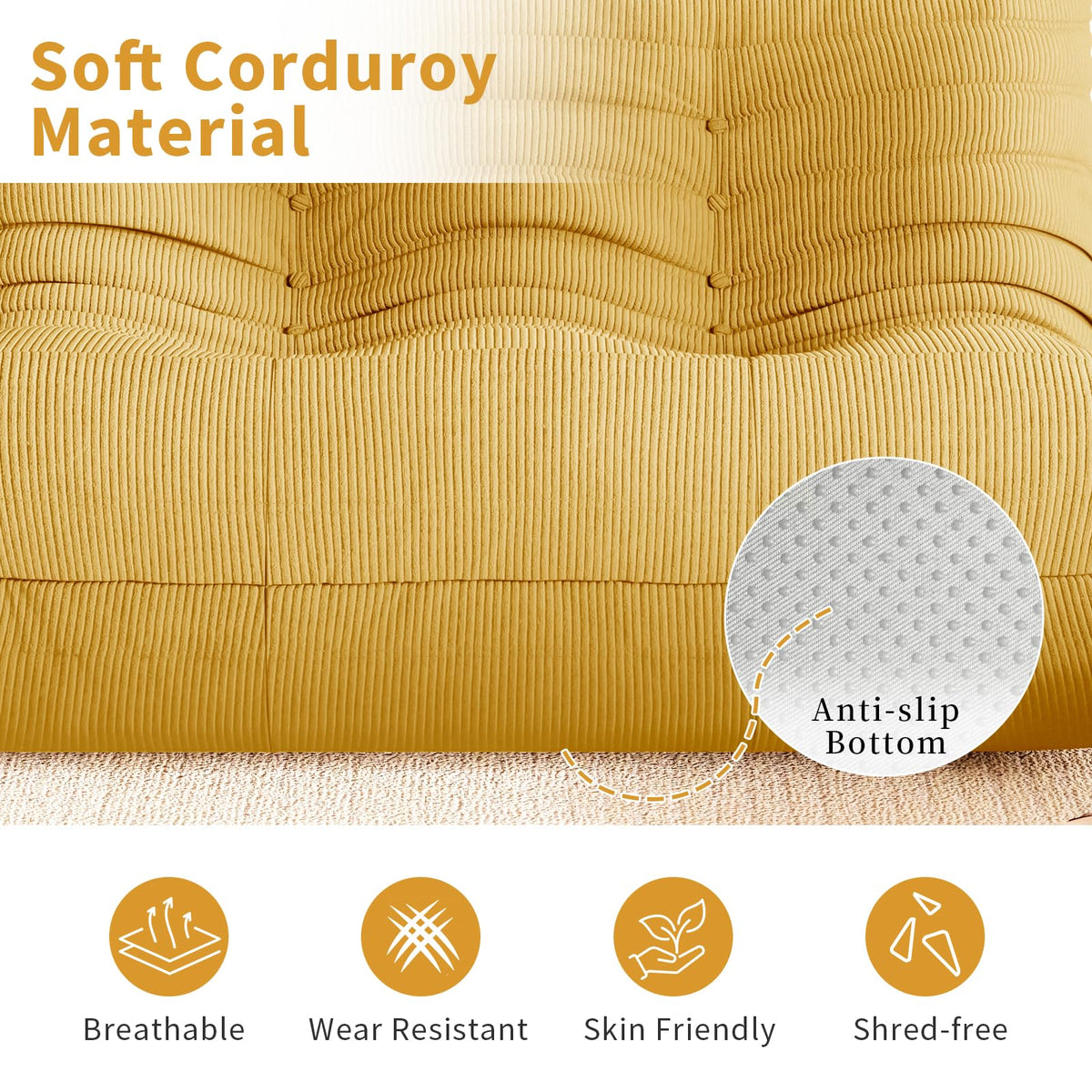 Yellow Corduroy Memory Foam Bean Bag Chair F54403
