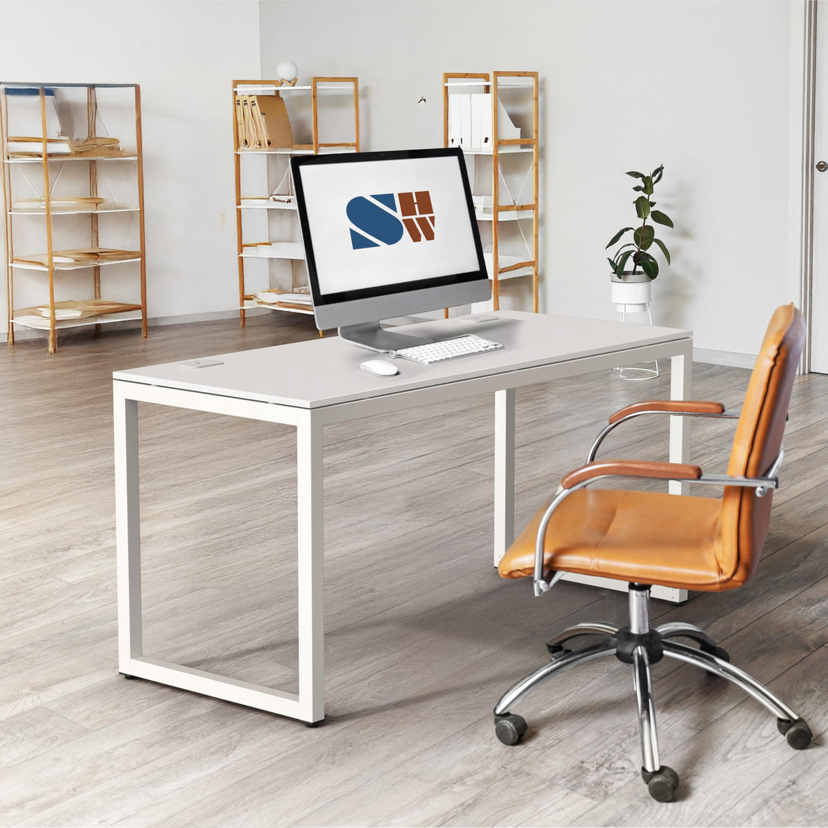 55-Inch White Office Computer Desk B581065