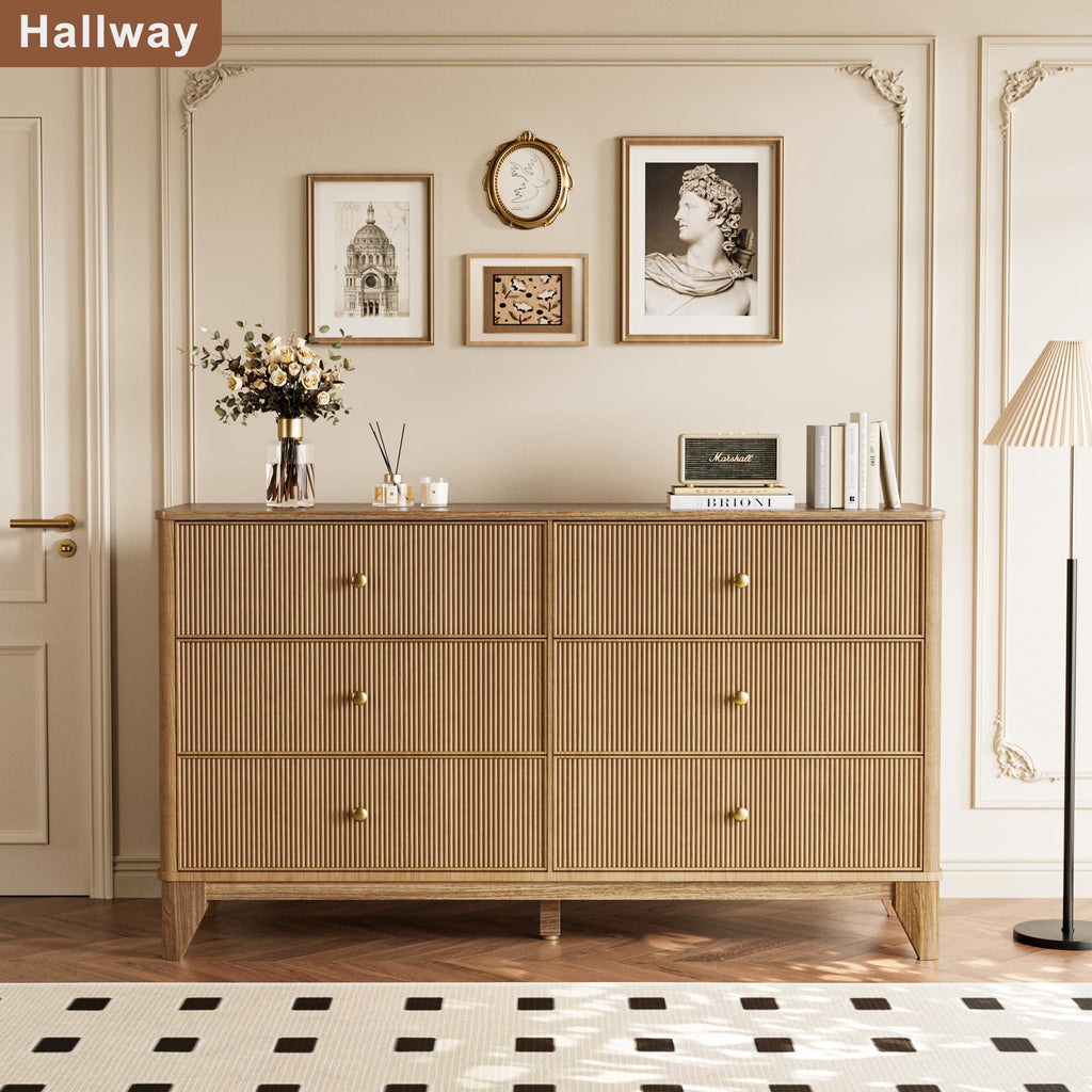 Fluted 6 Drawer Wood Dresser J5457