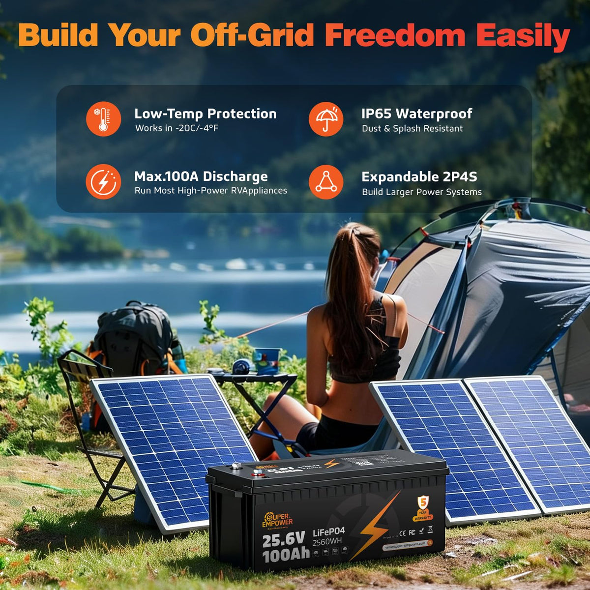 24V 100Ah LiFePO4 Deep Cycle Lithium Battery K322