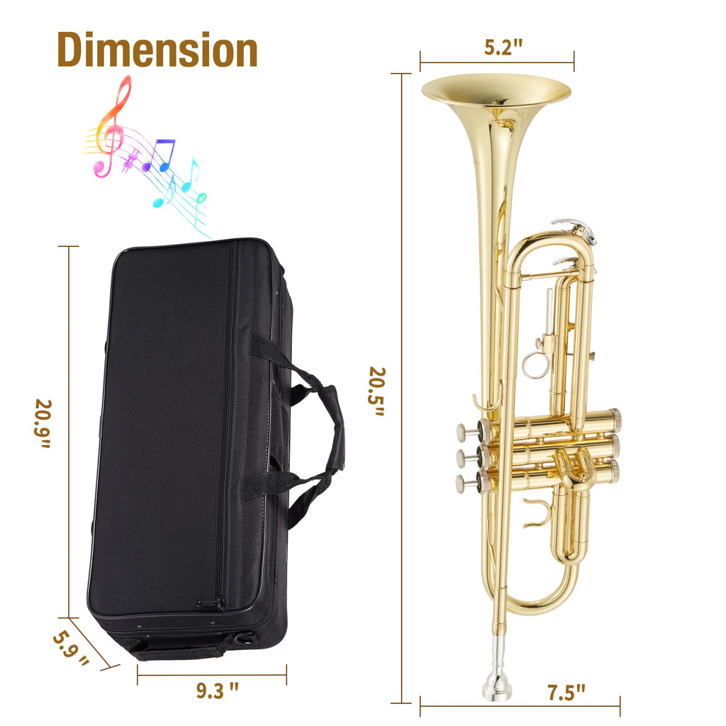 Gold Lacquer Brass Trumpet with Hard Case I460006