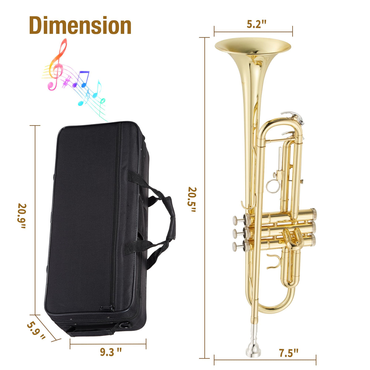 Gold Lacquer Brass Trumpet with Hard Case I460006