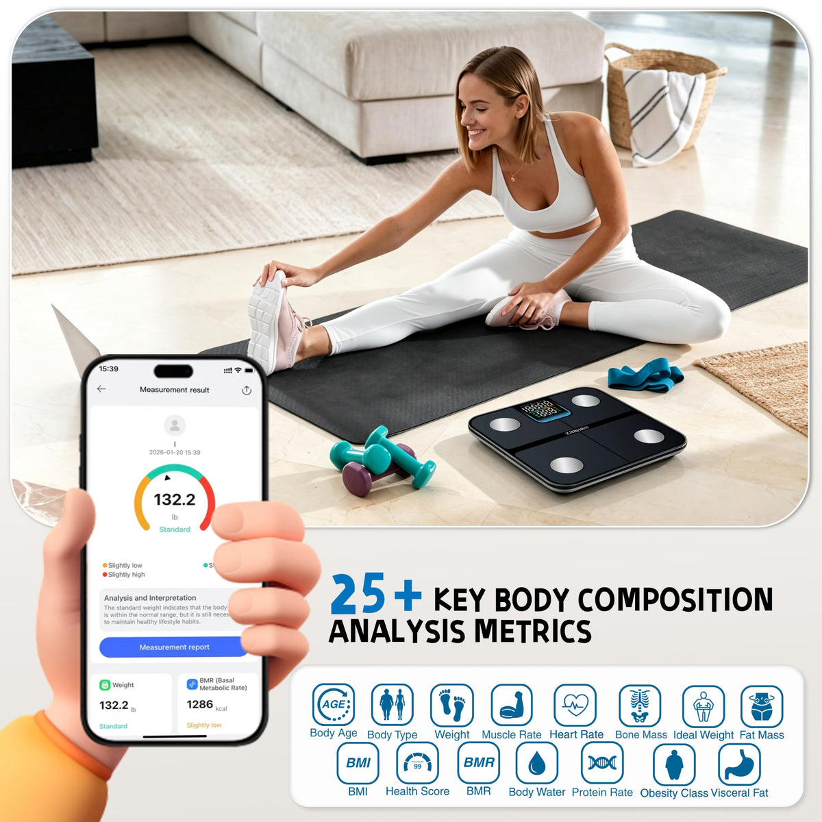 25 Body Composition Bluetooth Digital Weight Scale E1350