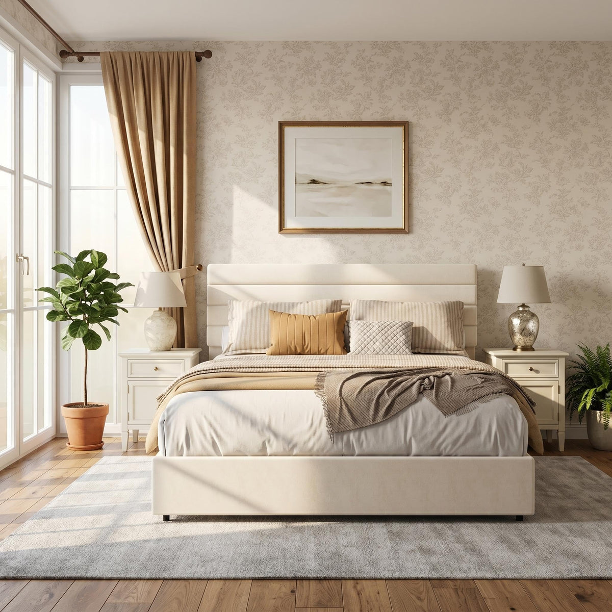 Queen Size Velvet Upholstered Storage Bed with 4 Drawers U859545
