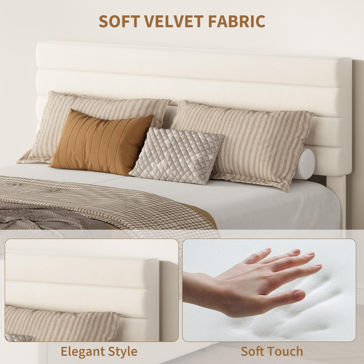 Queen Size Velvet Upholstered Storage Bed with 4 Drawers U859545