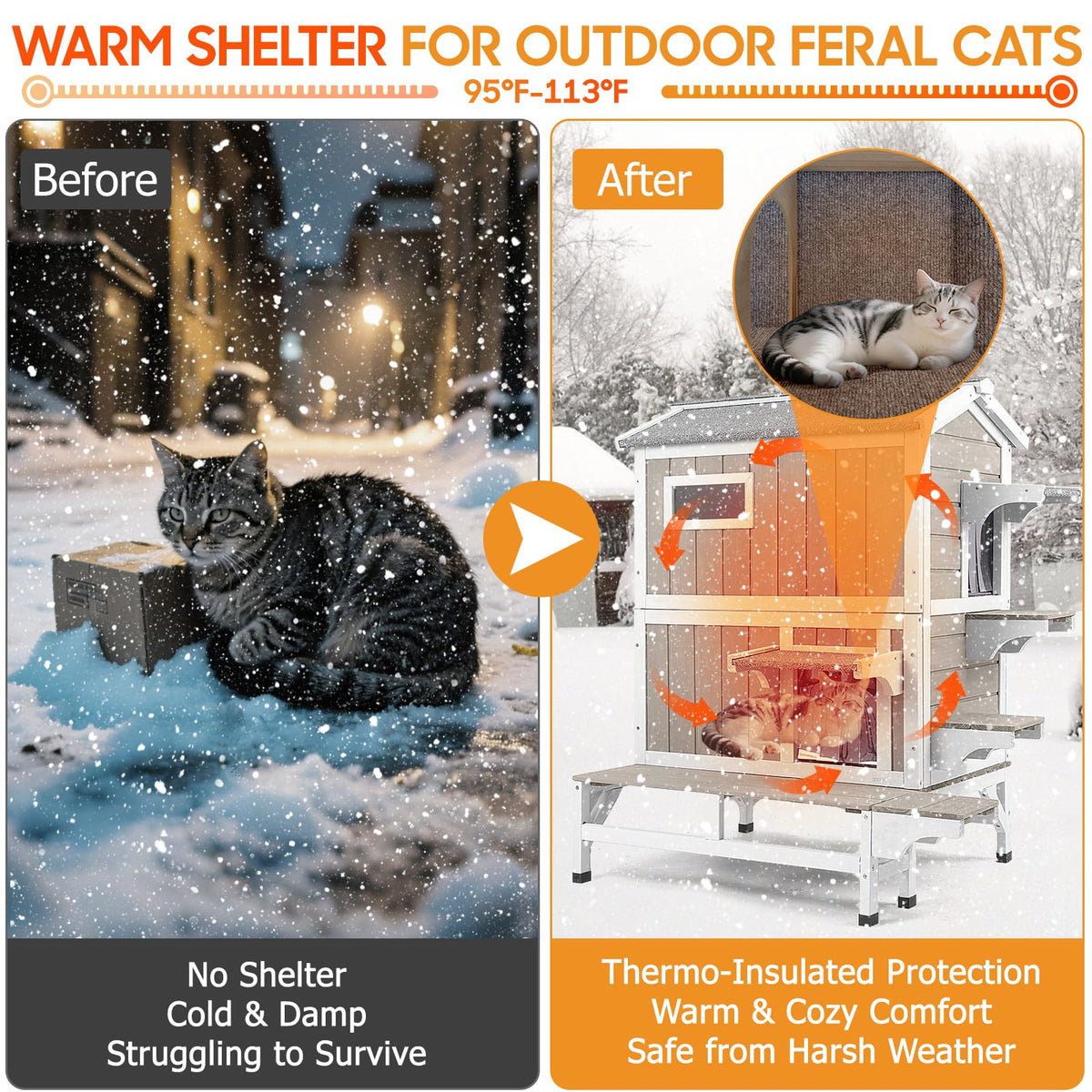 Insulated Outdoor Multi-Level Cat House G99804