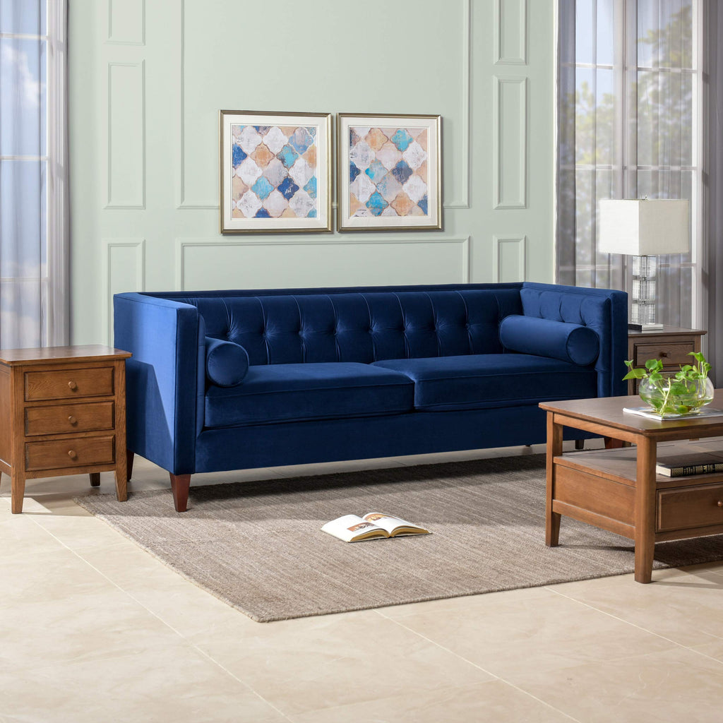 Navy Blue Velvet Tufted Sofa M179844