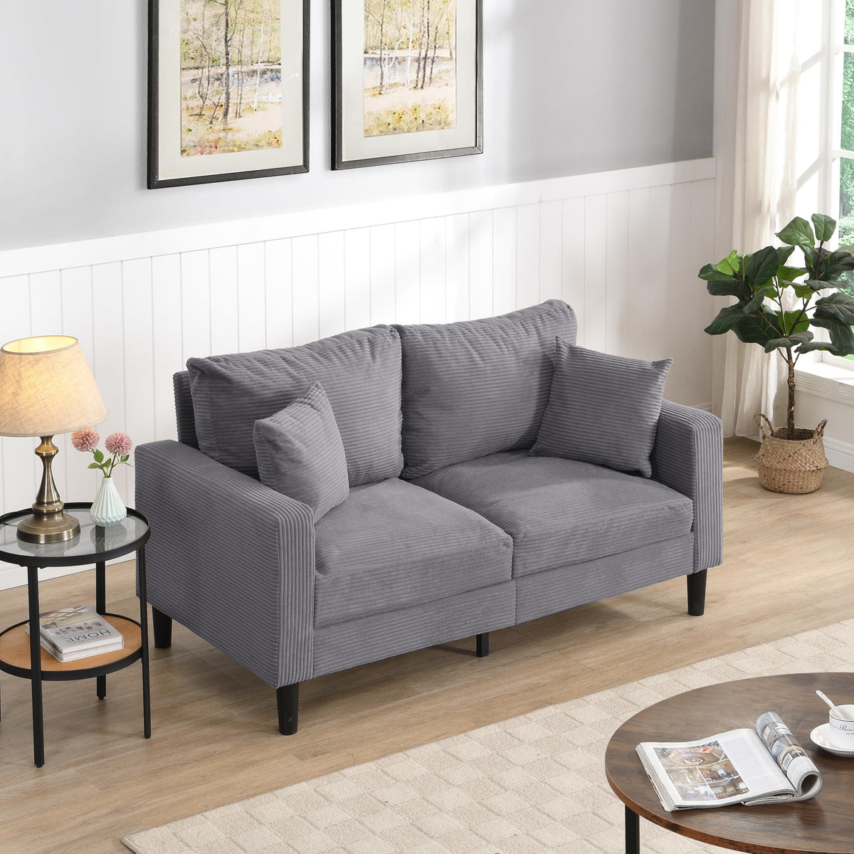 Light Gray 2-Seat Upholstered Loveseat Sofa R825221