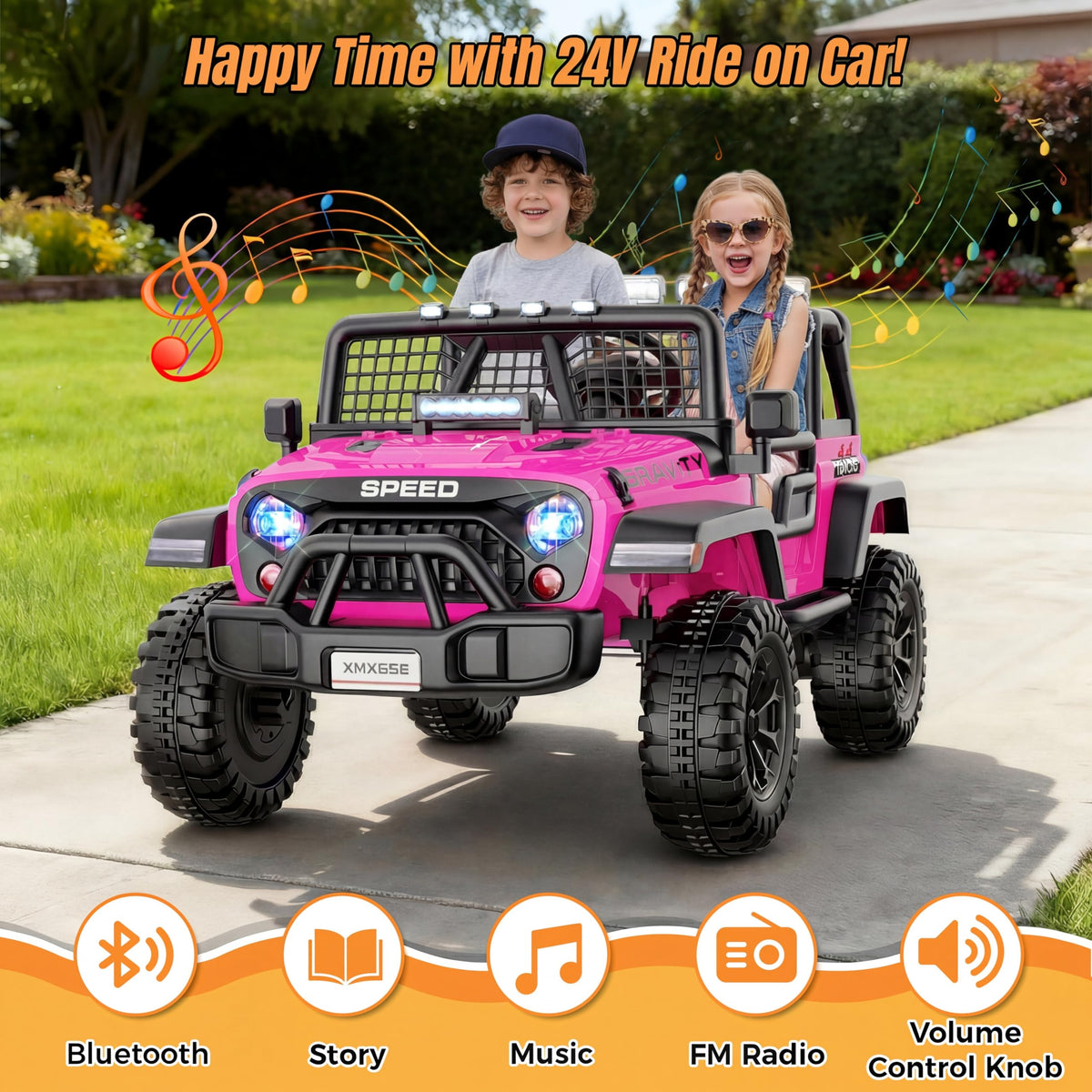 24V 2 Seater Pink Ride On Car R216