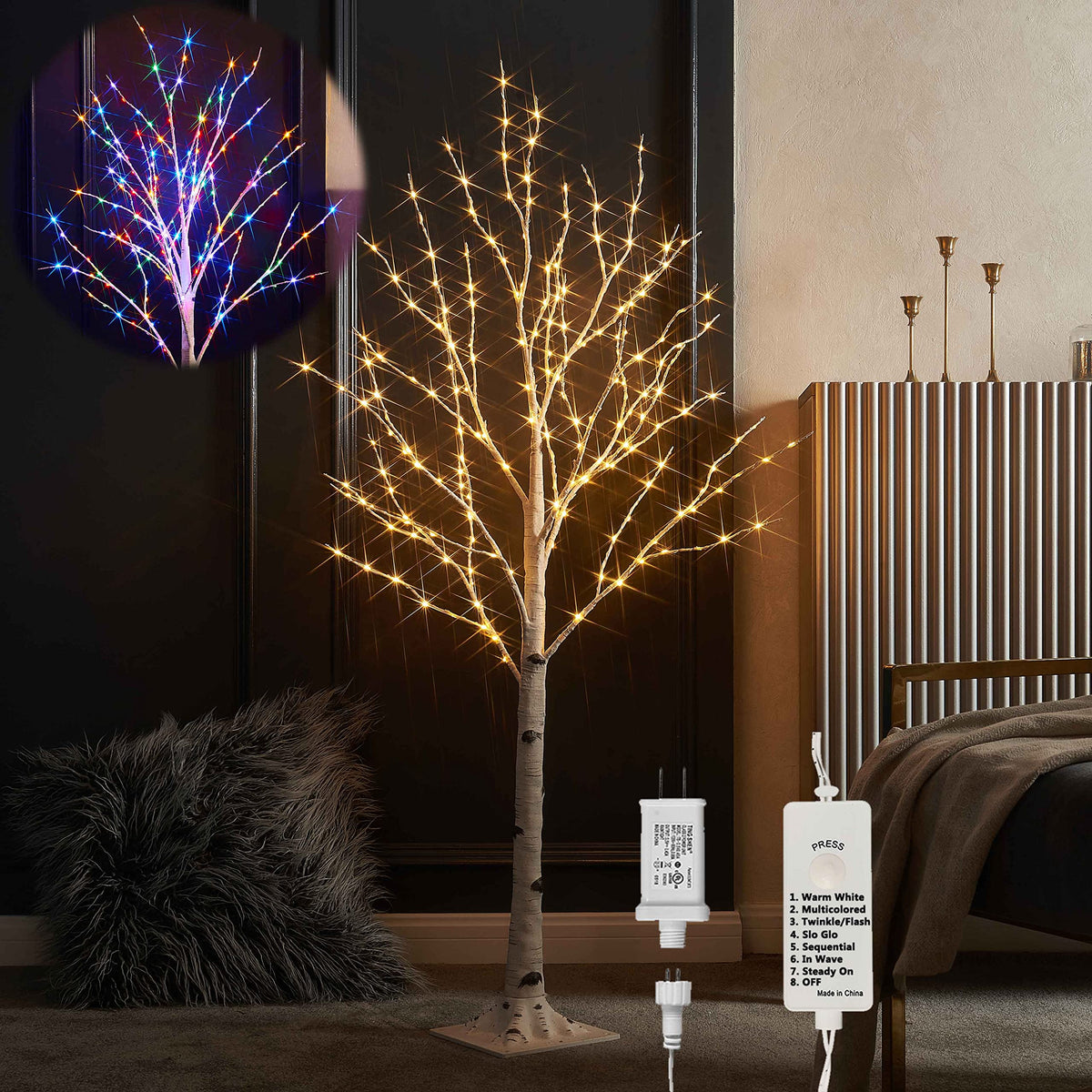 4FT Lighted Twig Birch Tree with 200 LED Lights E891