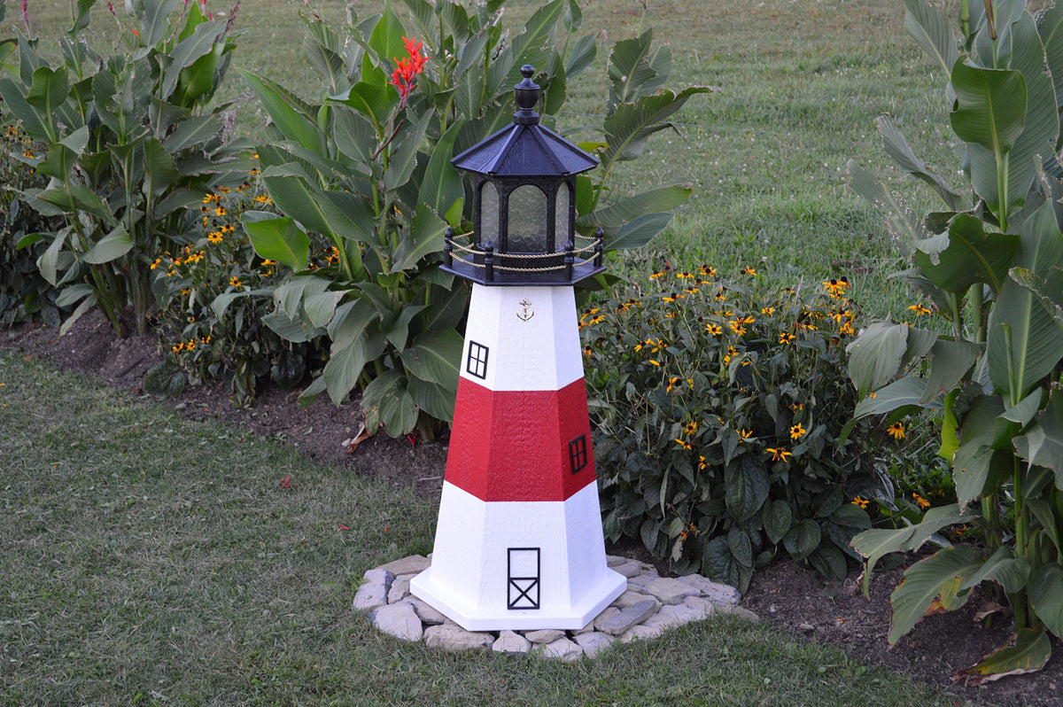 Amish-Made 39" Tall Solar-Powered LED Lighthouse R301
