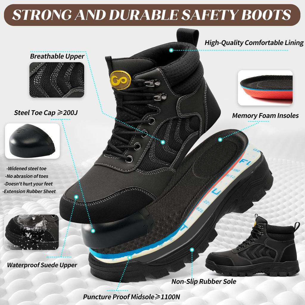 Steel Toe Waterproof Work Boots Y991