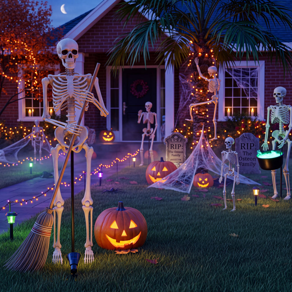6 Pack Halloween Skeletons 3 5.4ft 3 3ft Q726