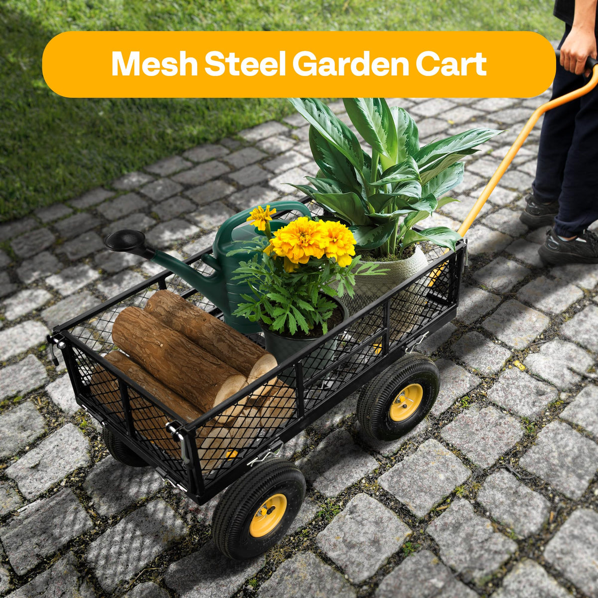Heavy Duty 4.5 Cu Ft Mesh Steel Garden Cart X985